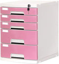 File Cabinets Filing Cabinet Lockable 5 Drawers Desktop File Storage Storage Box - Pink 29.5X39.4X43Cm Bookcase