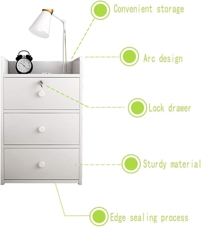 File Cabinet Office with Lock Three Layer Drawer Cabinet Home Bedside Cabinet Information Cabinet Office Furniture (C)