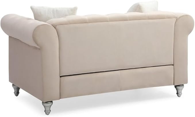 Glory Furniture Raisa Velvet Loveseat in Beige