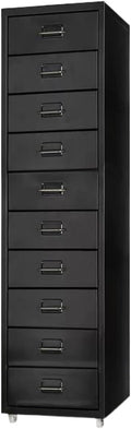 Filing Cabinet Suspension Files 10 Drawer File Drawer with Wheels Filing Drawers Metal for Colorful Office Furniture (Color : Black)