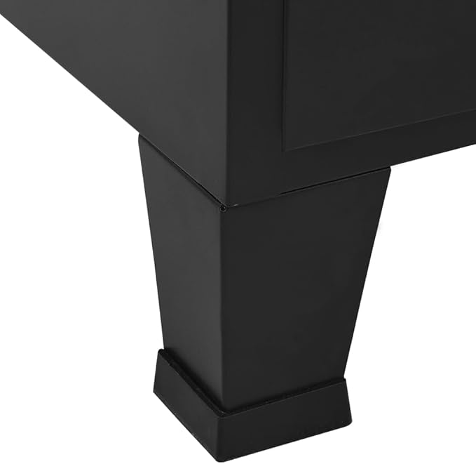 Industrial Steel File Cabinet with Mesh Doors 29.5x15.7x47.2 Black Office Storage Cabinet with 3 Compartments &amp 2 Drawers for Home Office Organization
