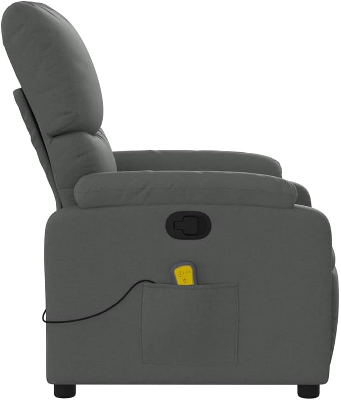 vidaXL Dark Gray Fabric Massage Recliner Chair with Adjustable Armrests and Vibrating Function for Living Room Office Use Reclining Armchair Comfortable Sofa Chairs