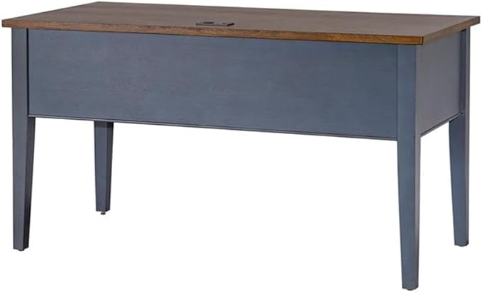 Martin Furniture Farmhouse Wood Half Pedestal Executive Desk Writing Table Office Desk Blue