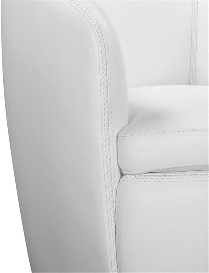 Pemberly Row Set of 2 Snow All Italian Leather Swivel Club Chair