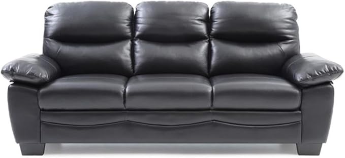Glory Furniture Marta Faux Leather Sofa in Black