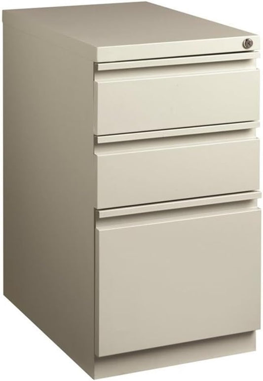 Hirsh 23-in Deep Mobile Pedestal 3-Drawer Box/Box/File. Full Width Pull. Gray