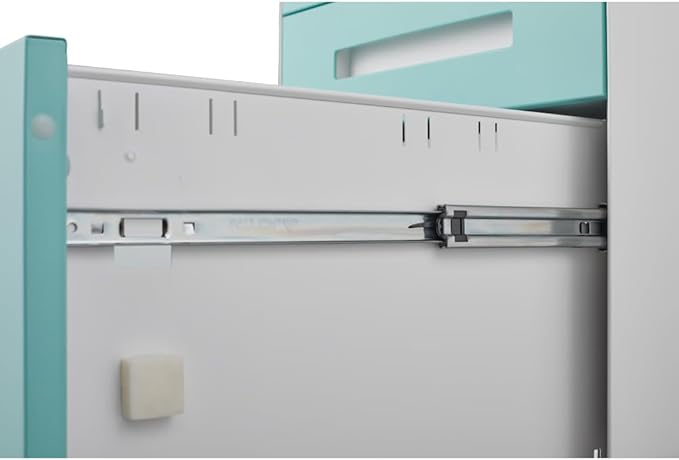3-Drawer Mobile Filing Cabinet with Lock Legal/Letter Sized Office Storage Suitable for Offices and Study Rooms (White+Green)