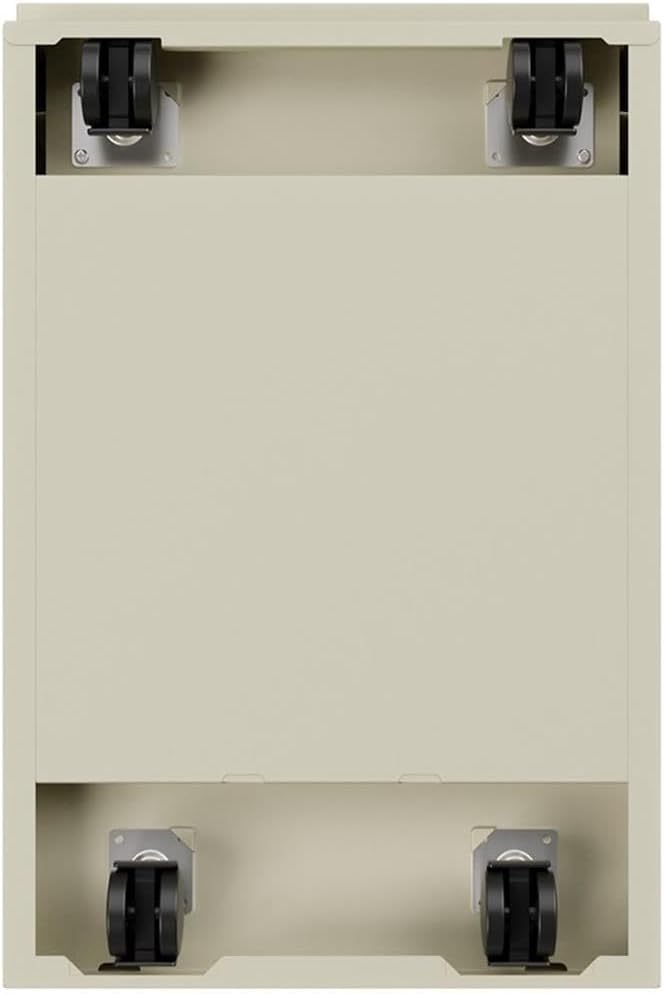 Pemberly Row Mobile Pedestal Filing Cabinet 2-Drawer File/File 23 D Beige Steel Full Extension Drawers Hidden Casters Lockable Office Storage ANSI/BIFMA Certified