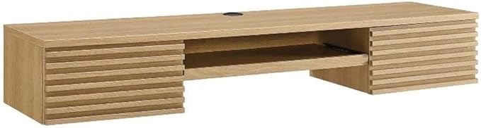Modway Render Wall Mount Particleboard and Wood Office Desk in Oak