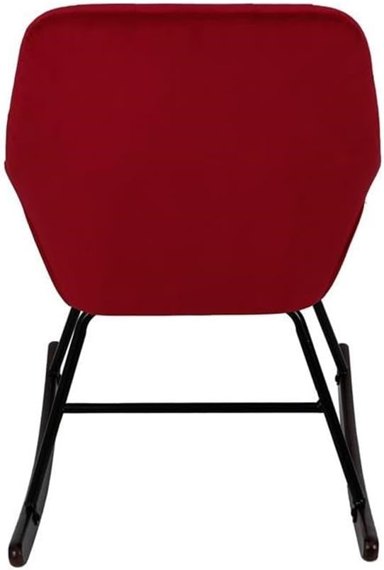 LuxenHome Modern Accent Velvet Chairs Upholstered Red Rocking Chair Dining Chairs Single Sofa Arm Chair for Living Room Bedroom Leisure Lounge Chairs with Metal Stand