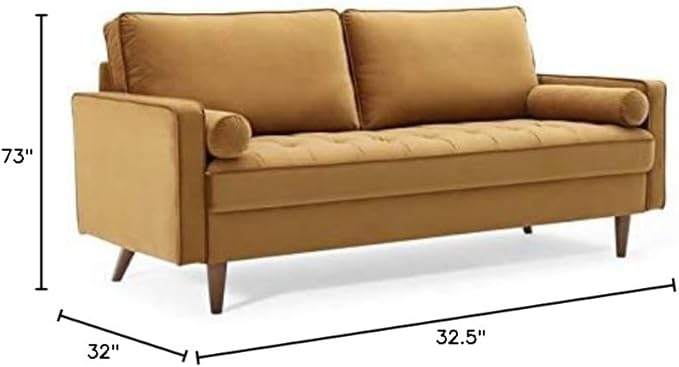 Modway EEI-3764-COG Valour Performance Velvet Sofa Cognac