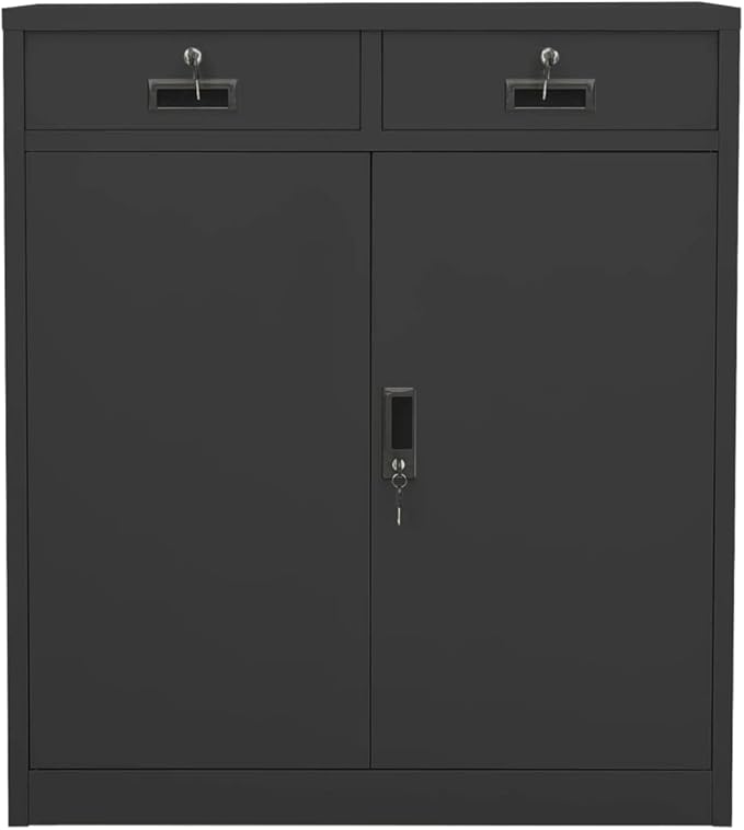 Office CabinetStorage Cabinet Steel Office Storage File Cabinet Storage Cabinet for Home Office Garage for Bedroom Living Room Anthracite 35.4x15.7x40.2 Steel