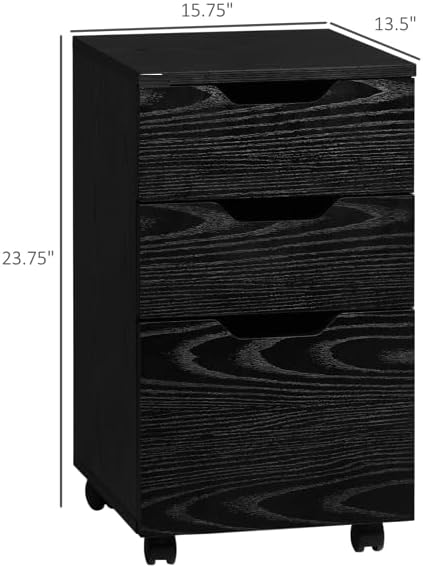 Filing Cabinet Space-Saving Design 15.75 W x 13.5 D x 23.75 H Mobile File CabinetUnder Desk Filing Cabinets for Home Office Organizer Letters/Legal/A4 Black Wood Grain (Black)