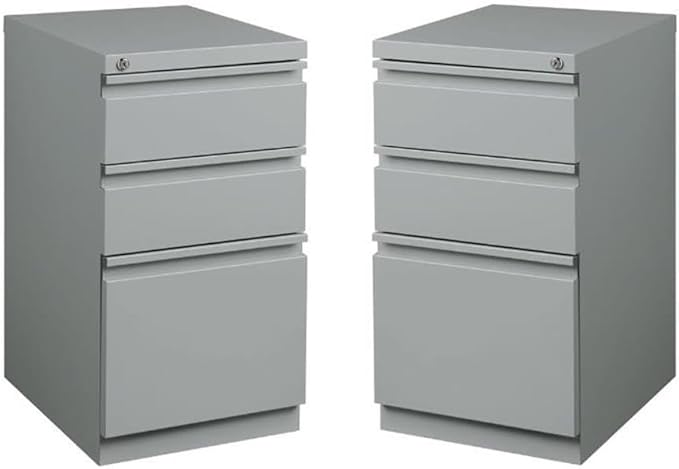 Home Square 2 Piece Metal File 3-Drawer Box/Box/File Set in Silver Gray