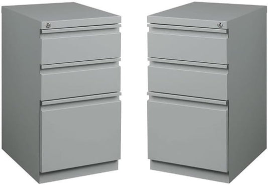Home Square 2 Piece Metal File 3-Drawer Box/Box/File Set in Silver Gray