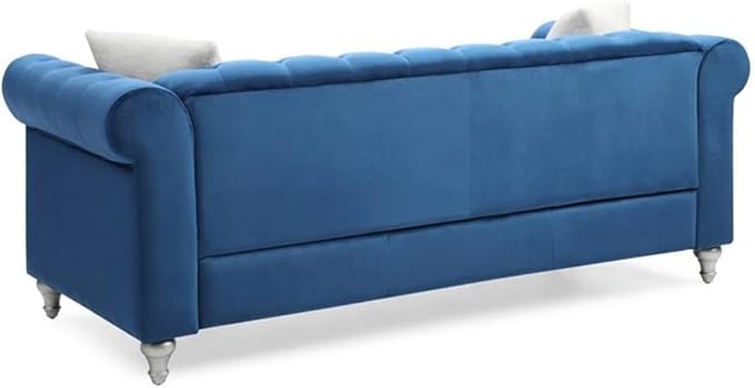Glory Furniture Raisa Velvet Sofa in Navy Blue