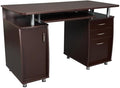 Scranton &amp Co Transitional Wood Computer Office Desk 48 W x 24 D x 30 H Chocolate Finish MDF Construction Built-in Storage CPU Stand Compartment Home Office Desk for Work or Study
