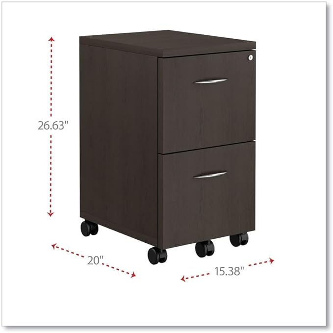 Alera SedinaAG Series Mobile File/File Pedestal 15-3/8w x 20d x 26-5/8h Espresso