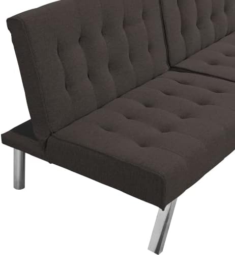 Convertible Futon Sofa Bed Modern 68'' Faux Leather Sleeper Couch for Living RoomGuest Bed Adjustable Backrest Upholstered Recliner Chair Loveseat for Compact Small Space Living Room (Brown New)