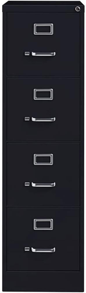 Scranton &amp Co 22 4-Drawer Metal Letter Width Vertical Filing Cabinet in Black Lockable Sturdy Steel Construction Office or Home Use Durable Letter Size File Storage