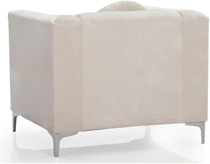 Glory Furniture Pompano Velvet Upholstered Chair in Ivory