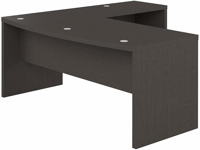 Bush Business Furniture Echo 72W Bow Front L Shaped Desk in Charcoal Maple