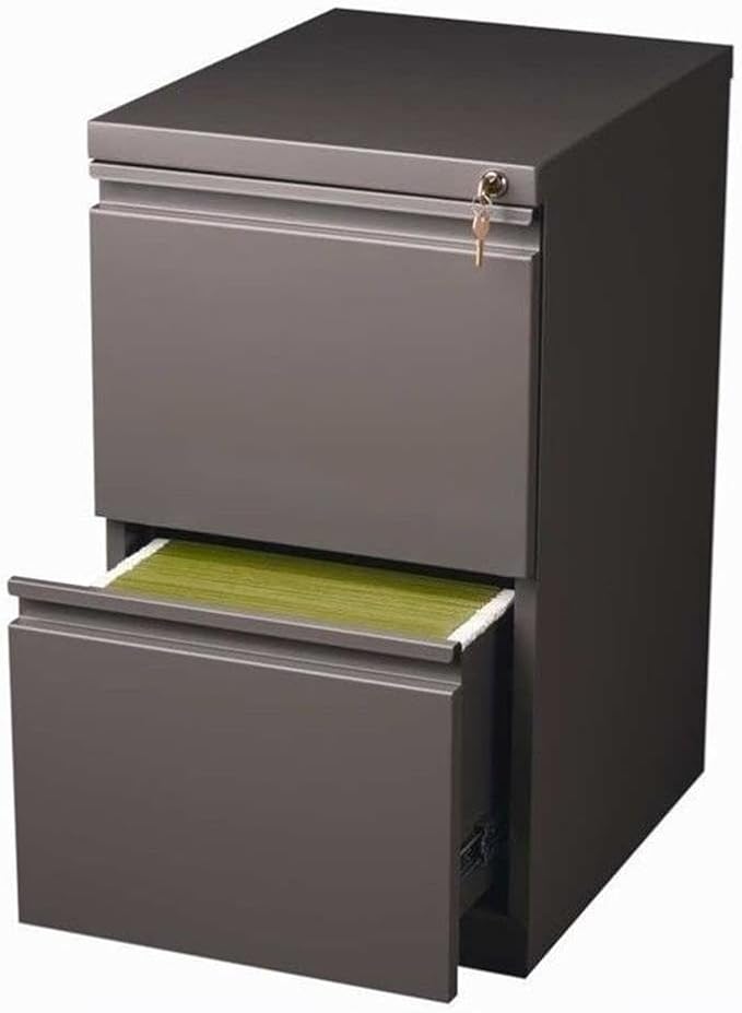 Scranton &amp Co 20 2-Drawer Metal Mobile Pedestal Filing Cabinet Espresso Finish 27.75 H x 15 W x 19.88 D Durable Steel Construction Letter-Size File Storage Hidden Casters Locking Office