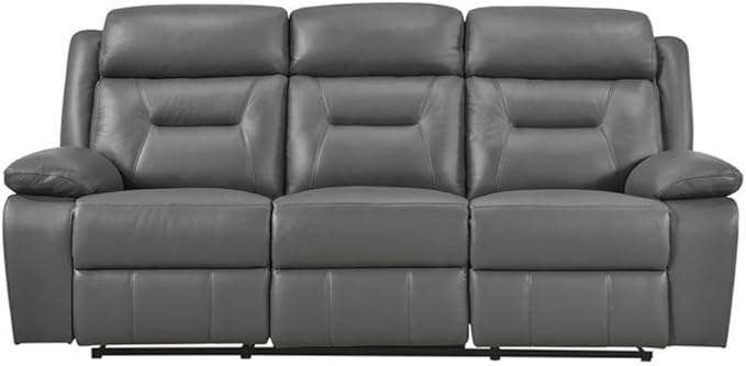 Lexicon Laconia Leather Double Reclining Sofa in Dark Gray