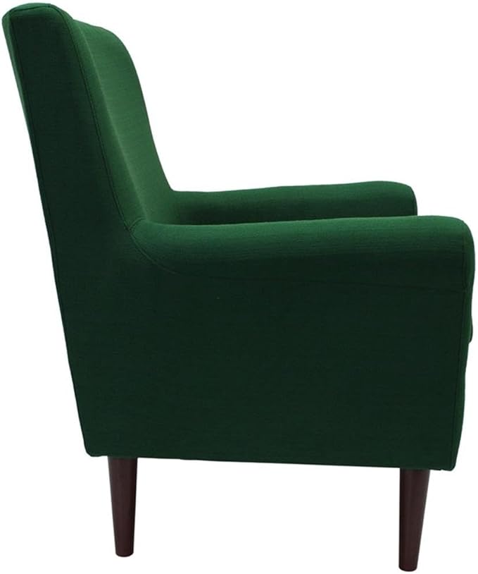 Pemberly Row Rolled Arm Lounge Chair 35 H Fabric Upholstery Emerald Green Finish 17.5 Seat Height Contemporary Accent Chair for Living Room or Bedroom