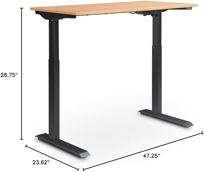UrbanPro Electric Height Adjustable Standing Desk 47 in x 24 in Light Brown Finish Motorized Lift System Ergonomic Home Office Desk for Sitting or Standing Large Desktop Supports Up to 110 lbs