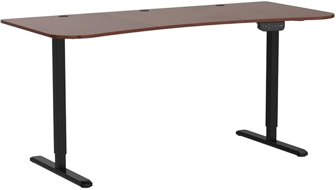 VIVO Electric 63 x 32 in Standing Desk Touch Screen Adjustment 220 lb Frame Support 2E Series Dark Walnut Top Black Frame DESK-KIT-2EBD