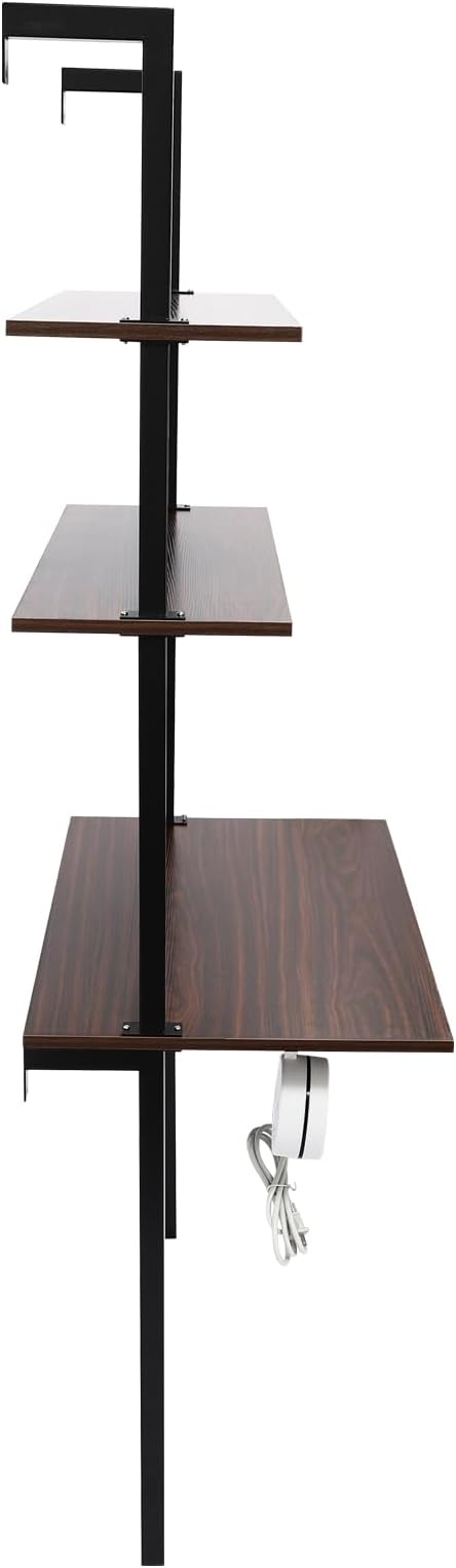 2-Shelf Industrial Wall Mount LadderWall Mount Computer or Writing Desk Computer Laptop Desk with ShelvesFloating Desk with Storage Wall Table for Home Office Black (20 Dx30 Wx72.5 H)