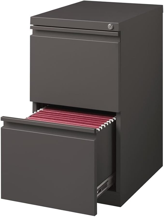 Scranton &amp Co 20 2-Drawer Metal Mobile Pedestal Filing Cabinet Espresso Finish 27.75 H x 15 W x 19.88 D Durable Steel Construction Letter-Size File Storage Hidden Casters Locking Office