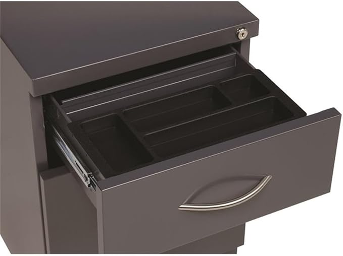 Hirsh 20 D Mobile Pedestal File 2-Drawer Box/File with Arch Pull in Charcoal