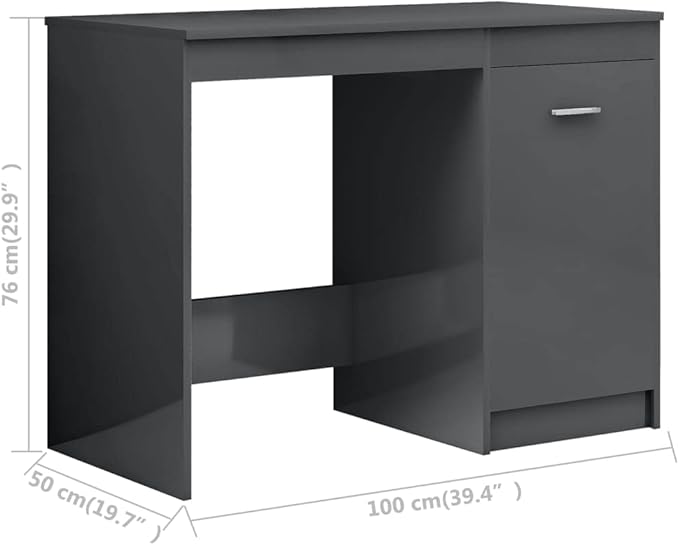 Office DeskIndustrial Gaming TableSmall Standing Deskfor Small SpaceHome Office TableSimple StyleDesk High Gloss Gray 39.4x19.7x29.9 Chipboard