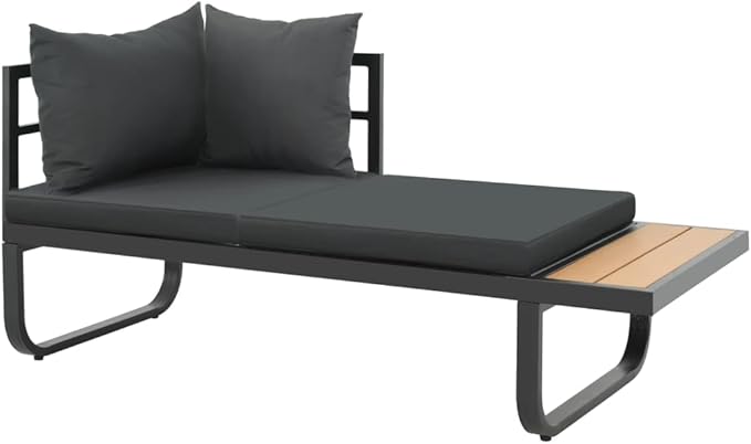 2-Piece Modular Sofa Set Anthracite Aluminum Medium Outdoor Indoor Furniture with Weatherproof Cushions and Powder-Coated Finish for Patio Living Room
