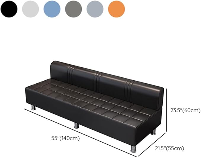 LITFAD Barber Shop Sofa Waiting Chair Modern Leisure Sofa for The Parlor Bedroom Leather Cushioned Couch Gray-Blue 55 L x 21.5 W x 23.5 H
