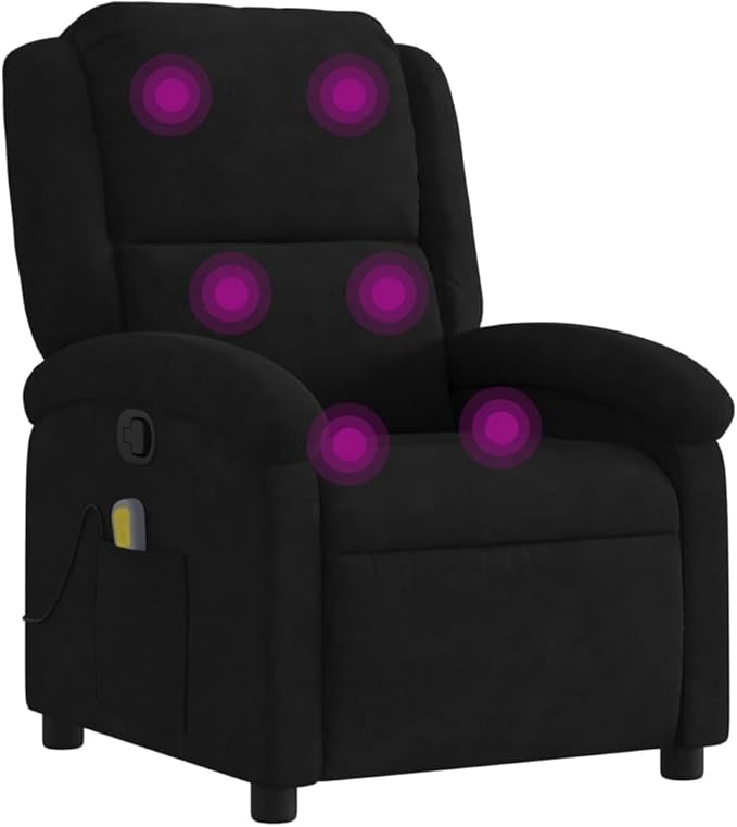 Massage Recliner Chair Manual Recliner Chair with Massage Single Sofa Home Theater Seating Comfy Living Room Single Sofa Chair Black Velvet-33