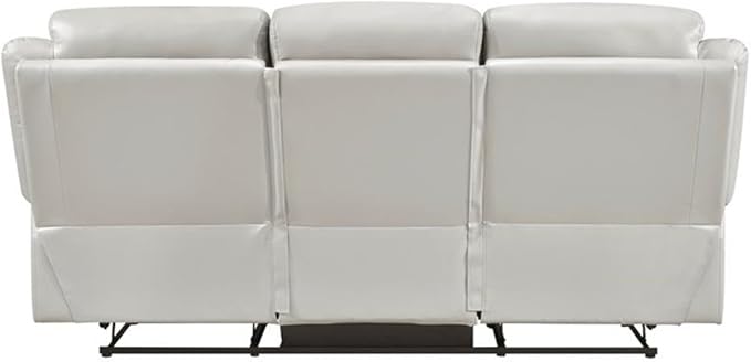 Lexicon Laconia Leather Double Reclining Sofa in Silver