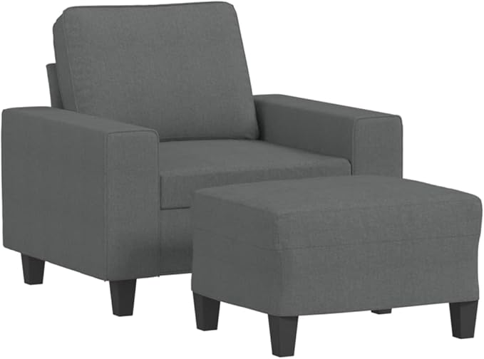 Sofa Chair with Footstool Dark Grey - Living Room Sleeper Sofa Bed - Modern Couch for Room Apartment Office - Convertible Furniture