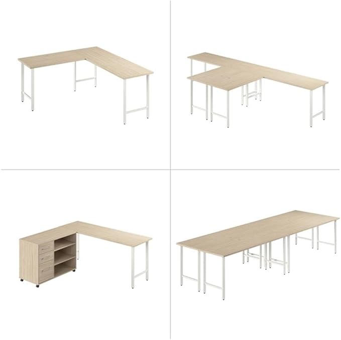 Bush Business Furniture Hustle 72W x 24D Computer Desk with Metal Legs in Natural Elm/White Modular Office Table for Home and Professional Workspace