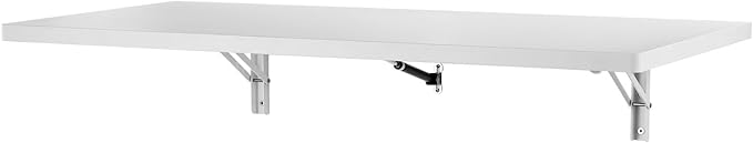 VEVOR Wall Mounted Folding Table 39.4 x 19.7 inches Wall Mount Table Floating Desk with Iron Bracket for Small Spaces Home Office Dining Laundry Room Kitchen Bar White