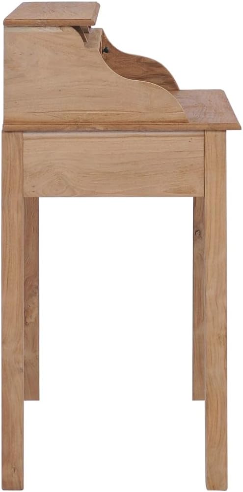 Solid Teak Wood Desk Rustic Rectangular Table Home Office Computer Drawers Table for Home Living Room Bedroom Compact Spaces Study Desk Adjustable