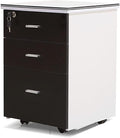 Office Desk Organizer Wooden Mobile File Cabinet with Lock and Drawers Lockable Pedestal with Adjustable Hanging Rails Black+White(Black+White)