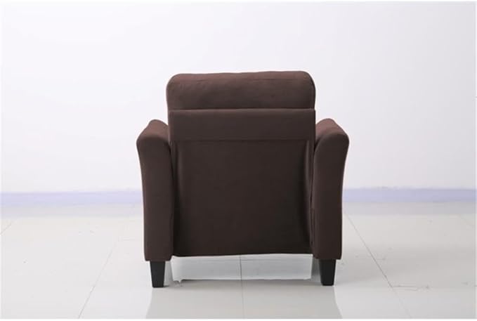 Hawthorne Collections Accent Chair Coffee Polyester Upholstery Wood Frame and Legs 33.9 H x 35.4 W x 31.5 D Curved Arms Stylish and Comfortable Living Room Seating