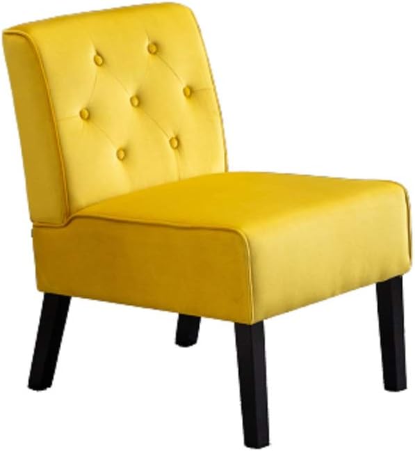 Reeso 2-Piece Living Room Armless Button Tufted Pattern Accent Chair Yellow