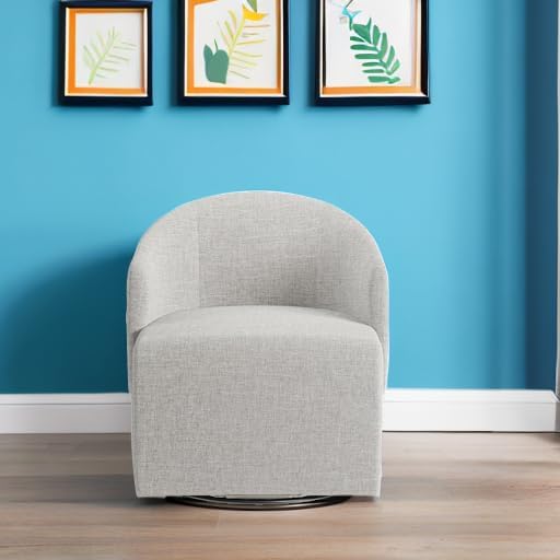 BELLEZE Swivel Accent Chair Modern Upholstered Swivel Armchair 360 Degree Barrel Chair Comfy Corner Chair for Living Room Bedroom - Malta (Light Grey)
