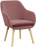 Pemberly Row Contemporary Accent Chair Pink Velvet Fabric Solid Red Oak Legs Detachable Foam Cushion 25.25 x 26.75 x 33.5 in Stylish Living Room or Office Seating