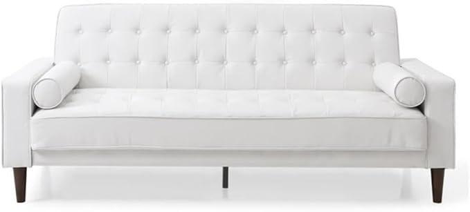 Glory Furniture Andrews Faux Leather Sleeper Sofa in White