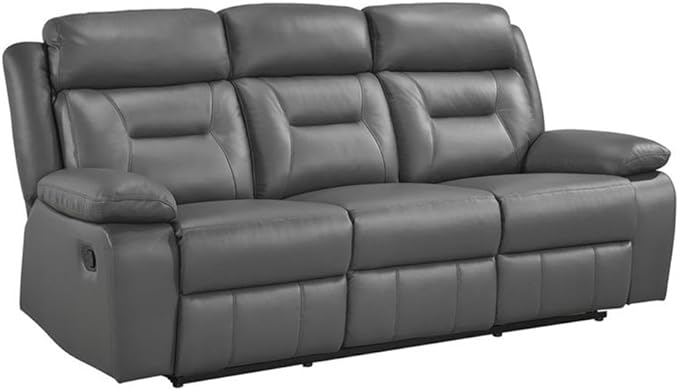 Lexicon Laconia Leather Double Reclining Sofa in Dark Gray